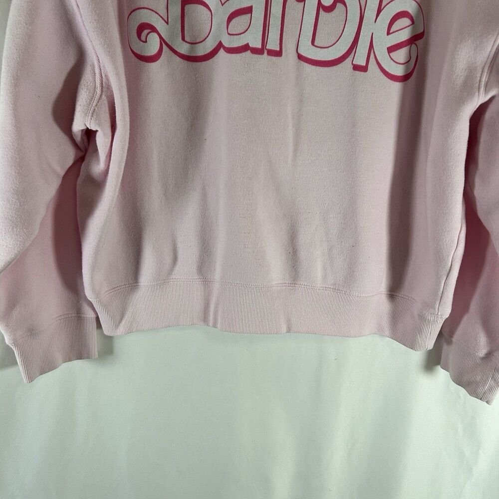 Barbie Sweater Women's Medium Pink Pullover Crew neck Fleece Lined Long Sleeve - Picture 3 of 7